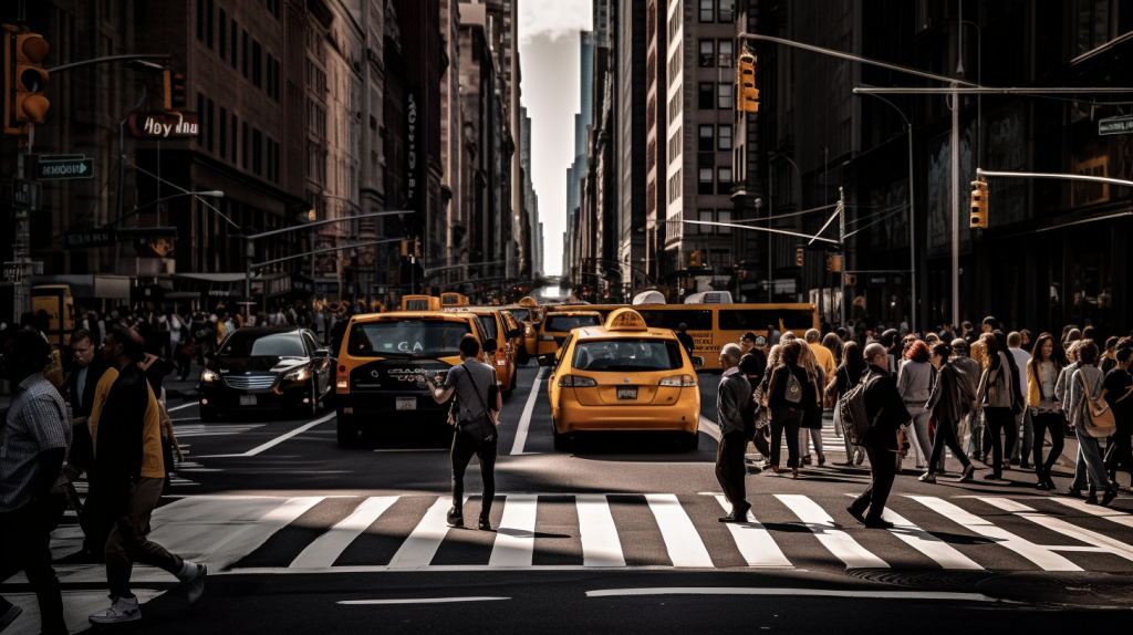 A New York Street Scene - completely virtual generated by Midjourney